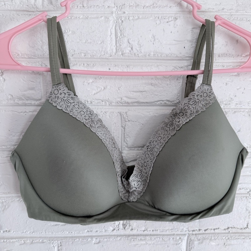 Aerie Green Ombre Real Sunnie Lace Demi Push Up Wireless Bra‎ Size 36D